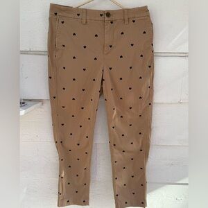 J Crew Factory High-Rise Girlfriend Chino with heart pattern